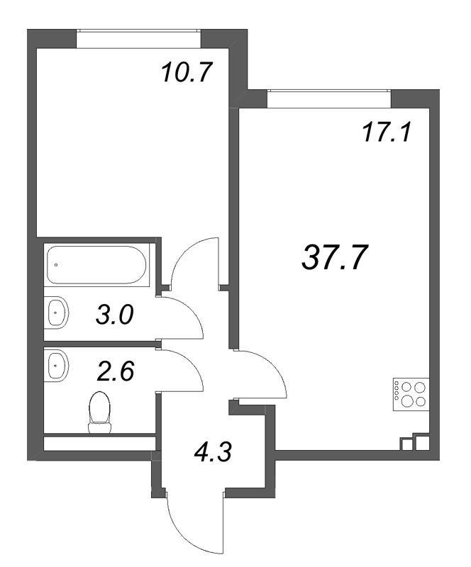 2 ккв (Евро) 37,7 м²