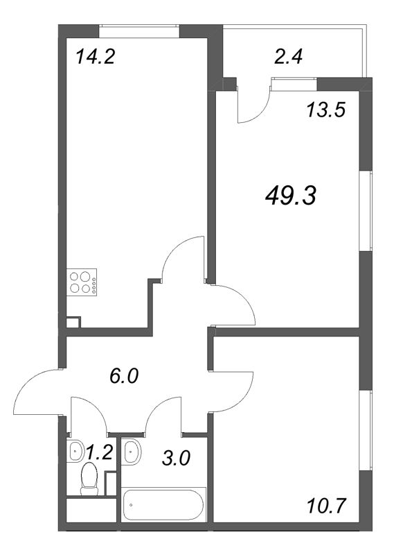 2 ккв 51,1 м²