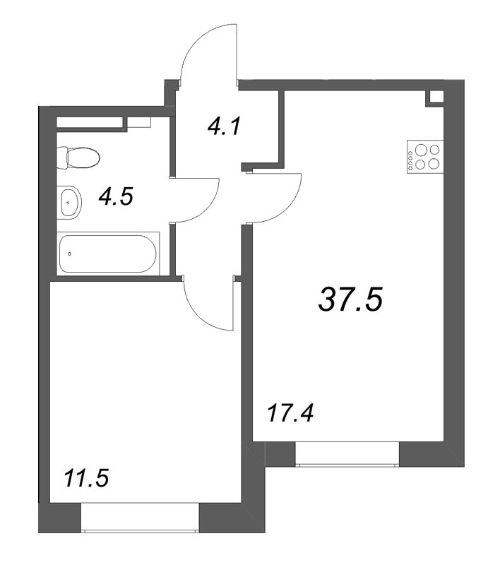 2 ккв (Евро) 37,5 м²