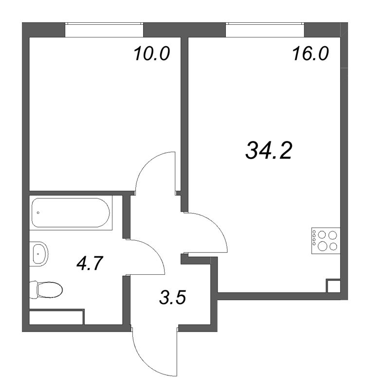 2 ккв (Евро) 34,2 м²