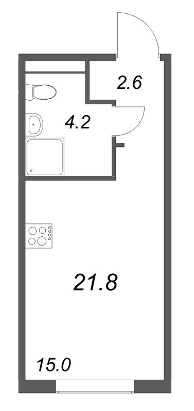 Студия 21,8 м²