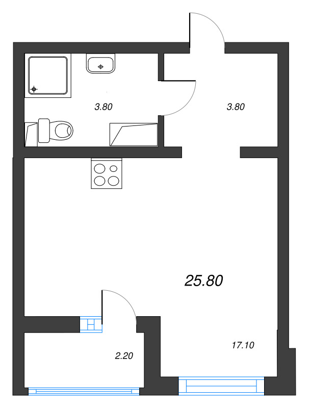 Студия 25,8 м²