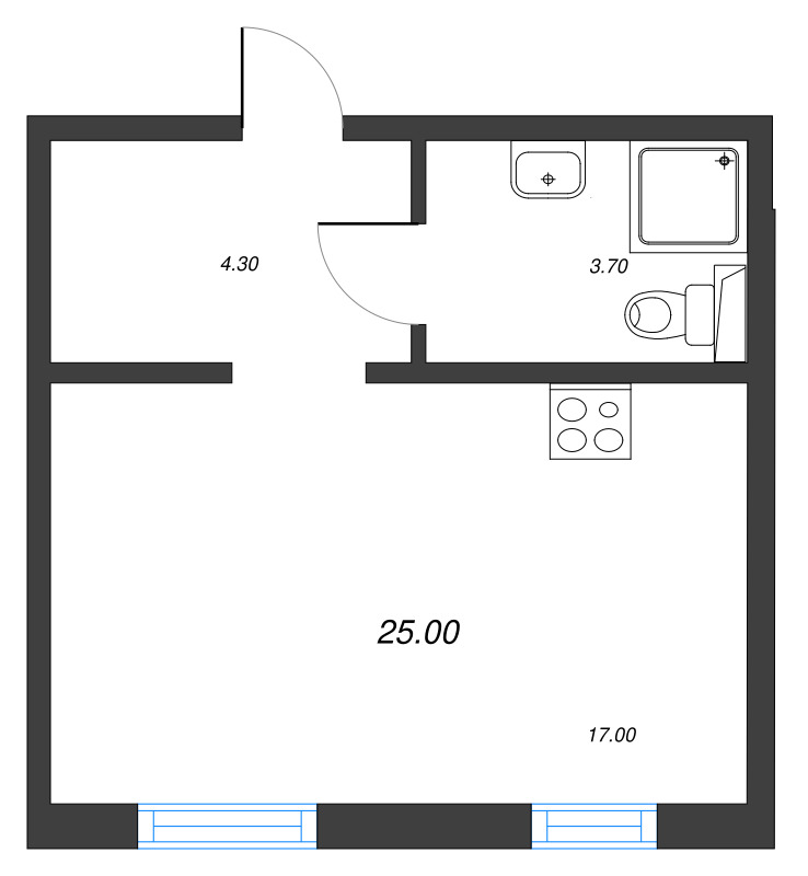 Студия 25 м²