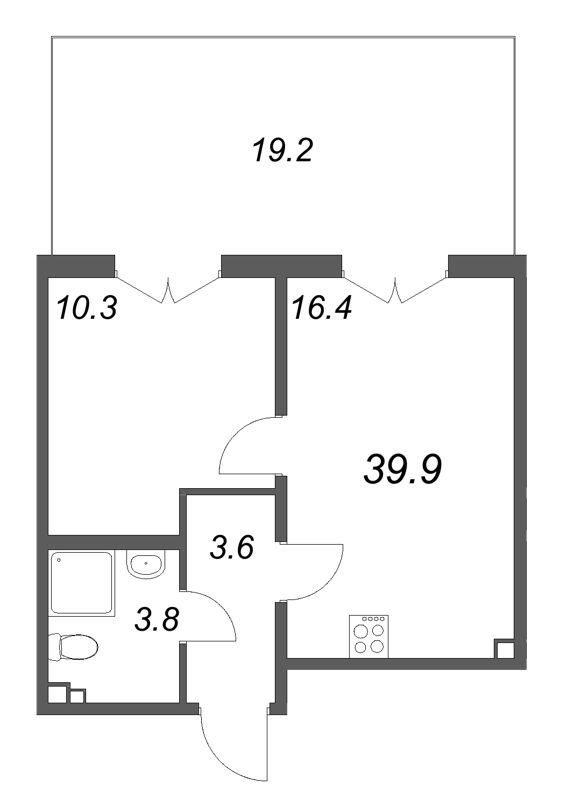 2 ккв (Евро) 39,9 м²