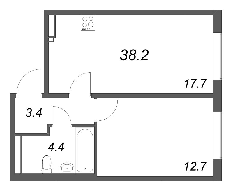 2 ккв (Евро) 38,2 м²