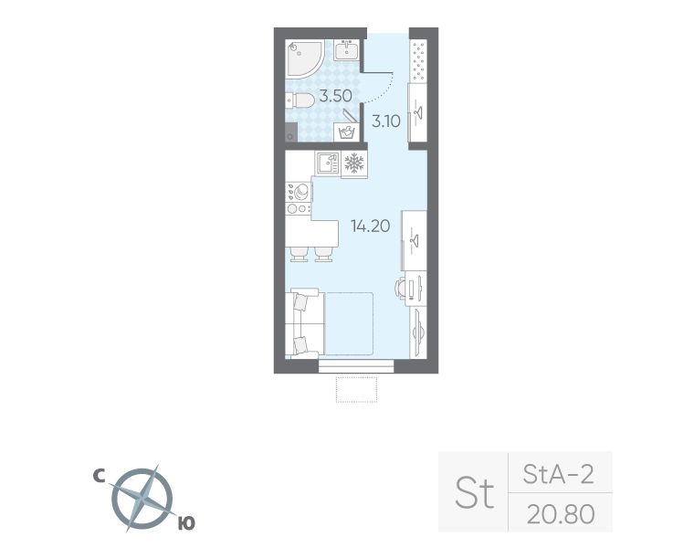 Студия 20,8 м²
