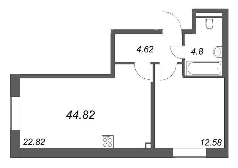 2 ккв (Евро) 44,8 м²
