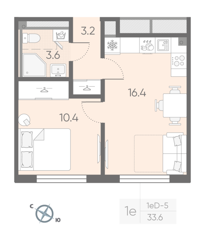 2 ккв (Евро) 33,6 м²