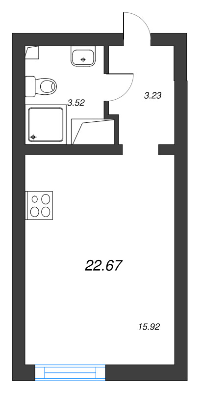 Студия 22,7 м²