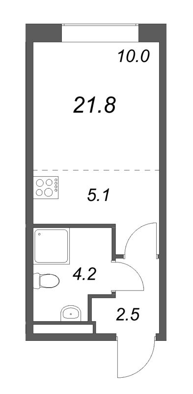Студия 21,8 м²