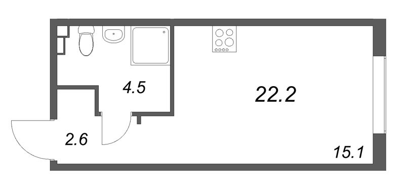 Студия 22,2 м²