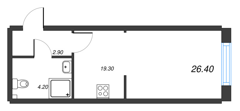 Студия 26,4 м²
