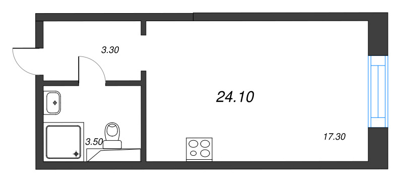 Студия 24,1 м²