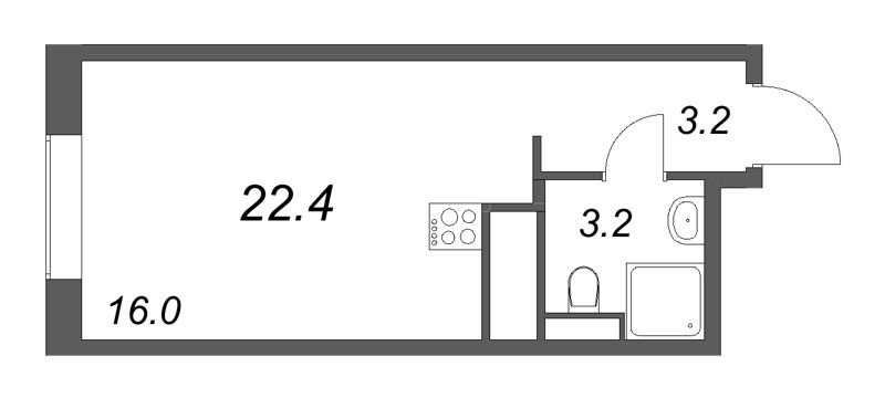 Студия 22,4 м²