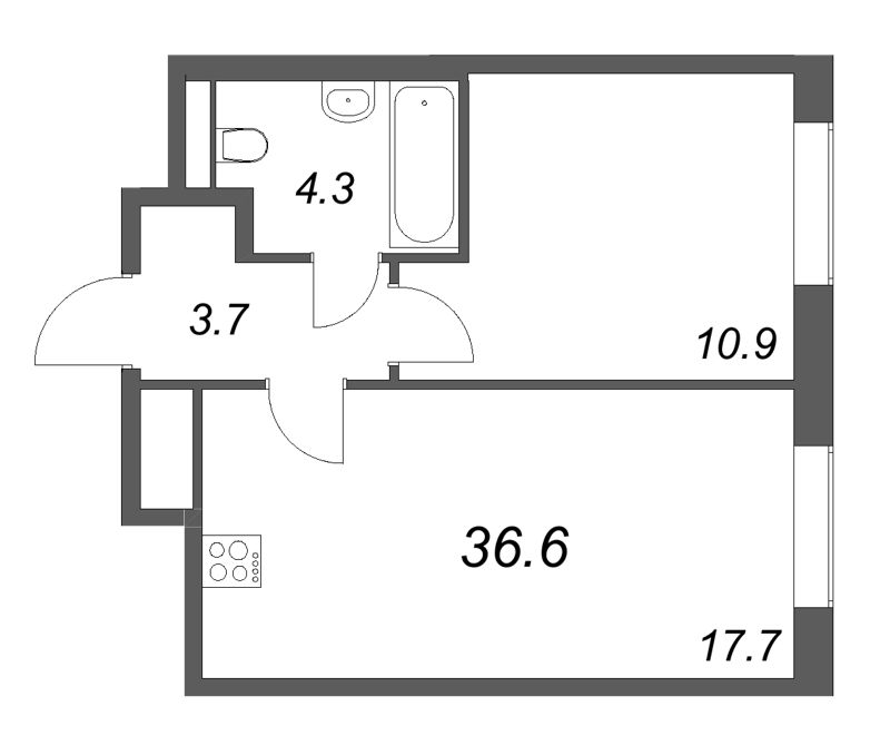 2 ккв (Евро) 36,6 м²