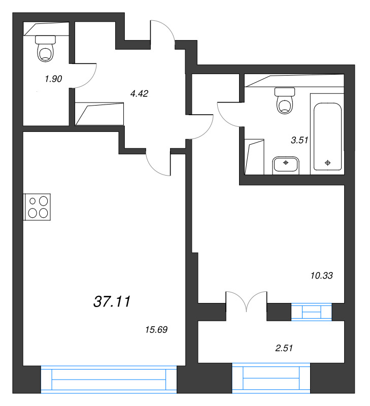 2 ккв (Евро) 37,1 м²