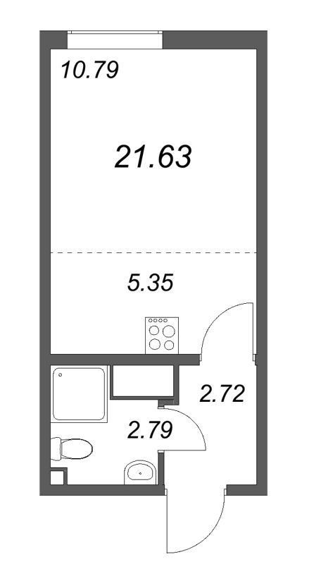 Студия 21,6 м²