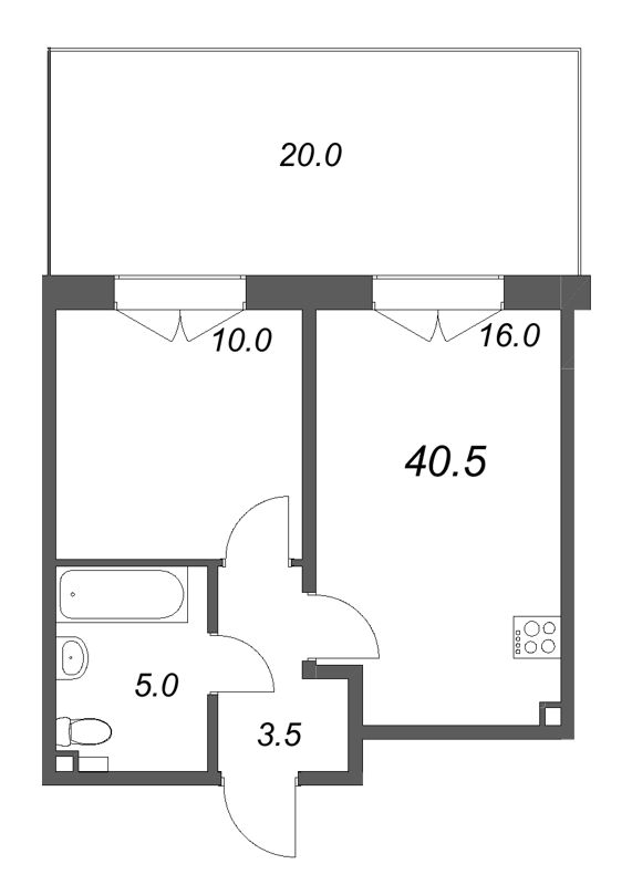 2 ккв (Евро) 40,5 м²