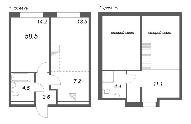 3 ккв (Евро) 58,5 м²