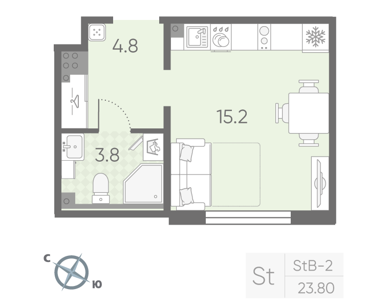 Студия 23,8 м²