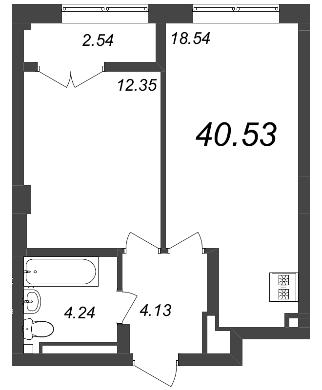 2 ккв (Евро) 40,8 м²