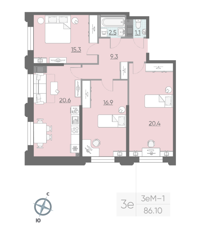 4 ккв (Евро) 85 м²