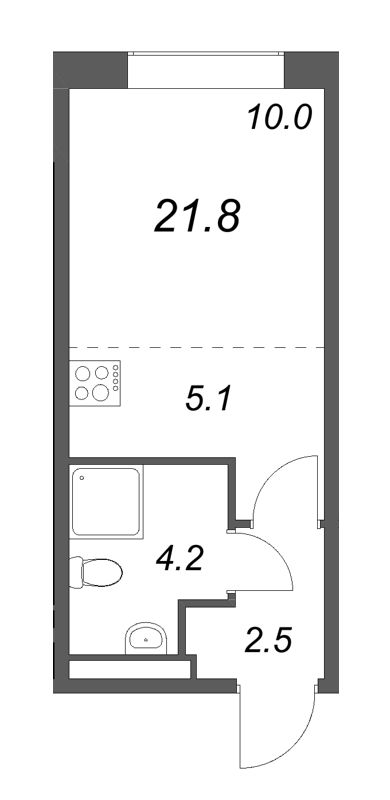 Студия 21,8 м²
