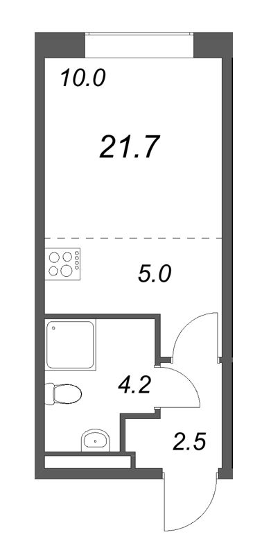 Студия 21,7 м²