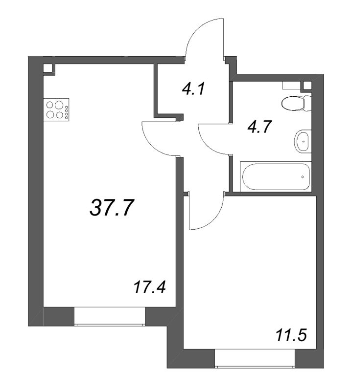 2 ккв (Евро) 37,7 м²