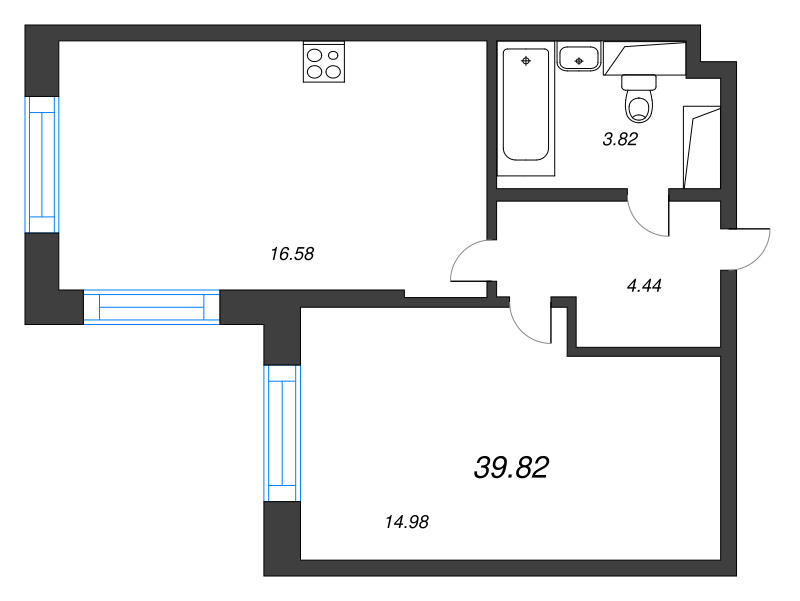 2 ккв (Евро) 39,8 м²