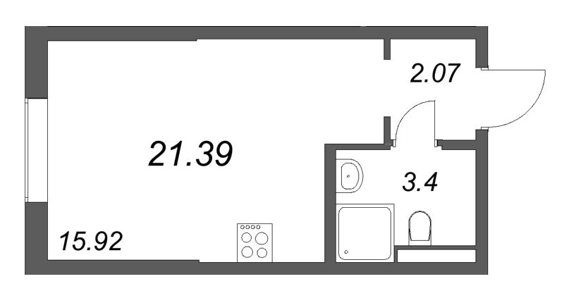 Студия 21,4 м²