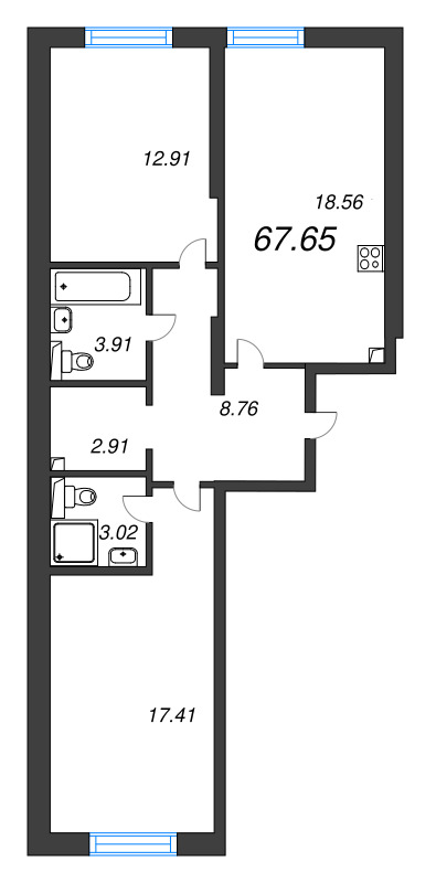 3 ккв (Евро) 67,5 м²