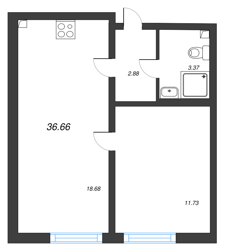2 ккв (Евро) 36,7 м²