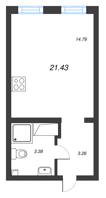 Студия 21,4 м²