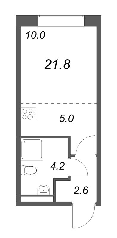 Студия 21,8 м²