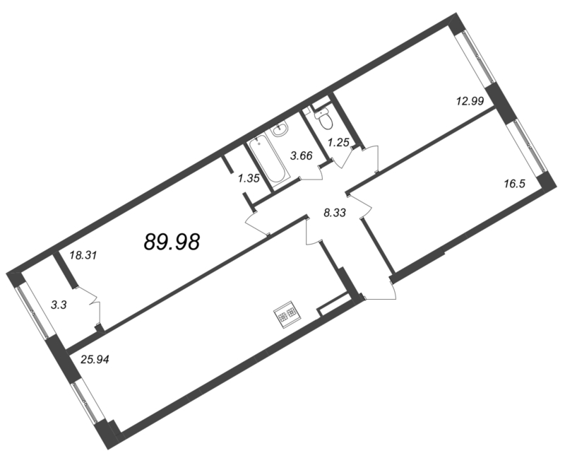 4 ккв (Евро) 90,7 м²