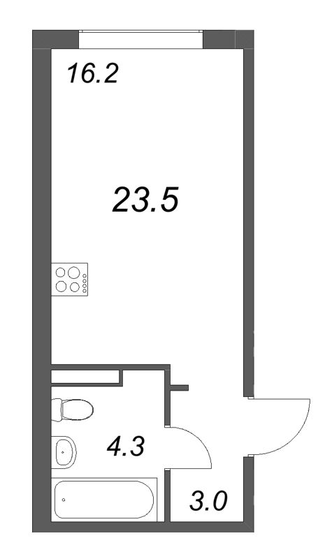 Студия 23,5 м²