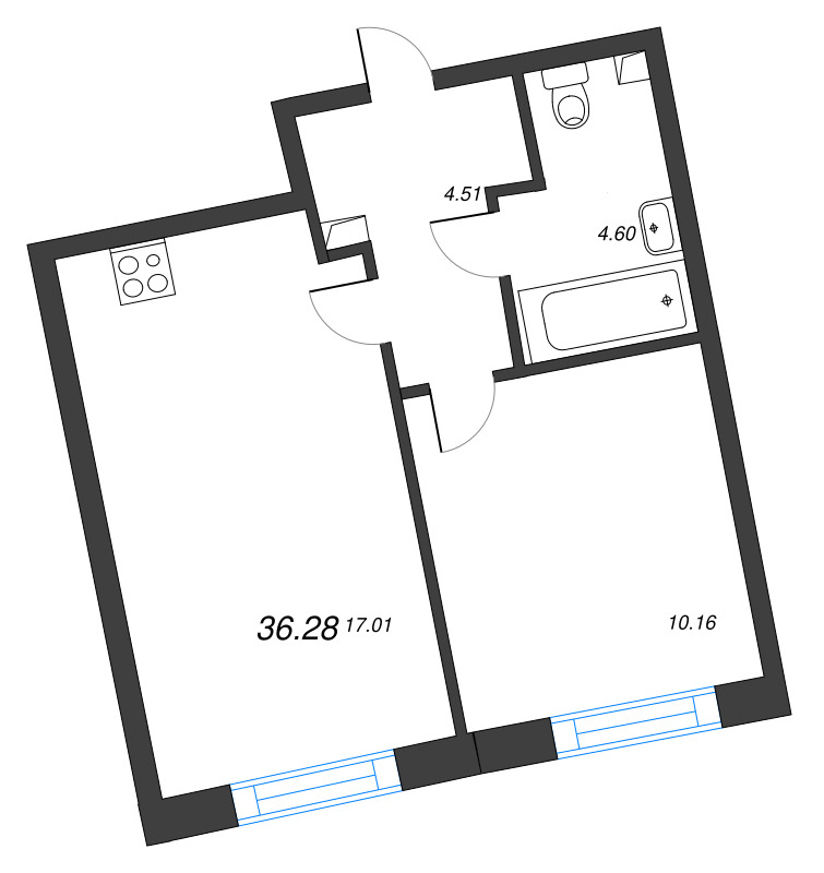 2 ккв (Евро) 36,3 м²