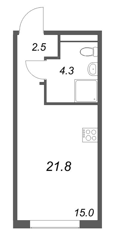 Студия 21,8 м²