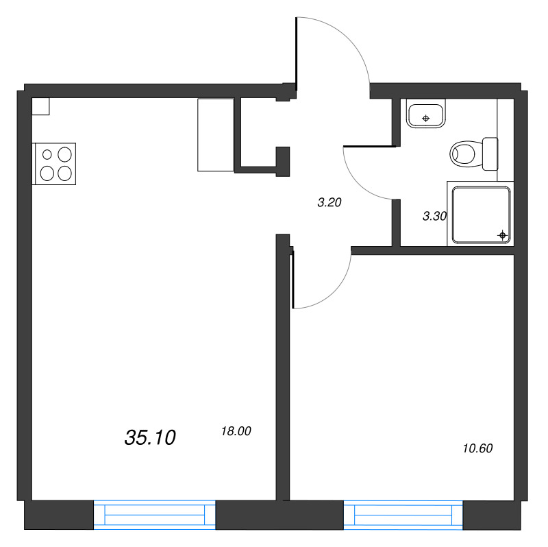2 ккв (Евро) 35,1 м²