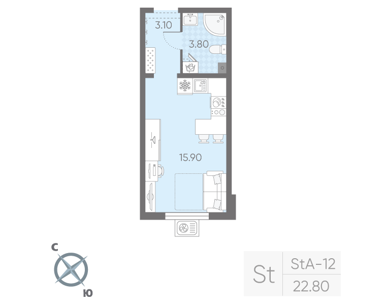 Студия 22,8 м²
