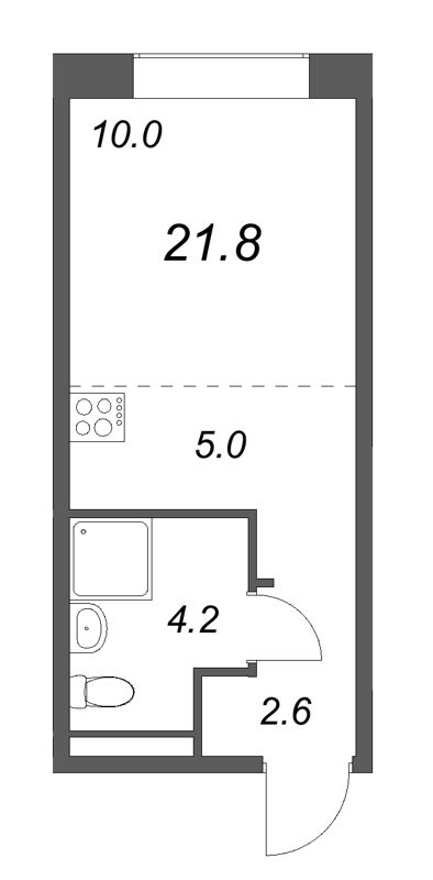 Студия 21,8 м²