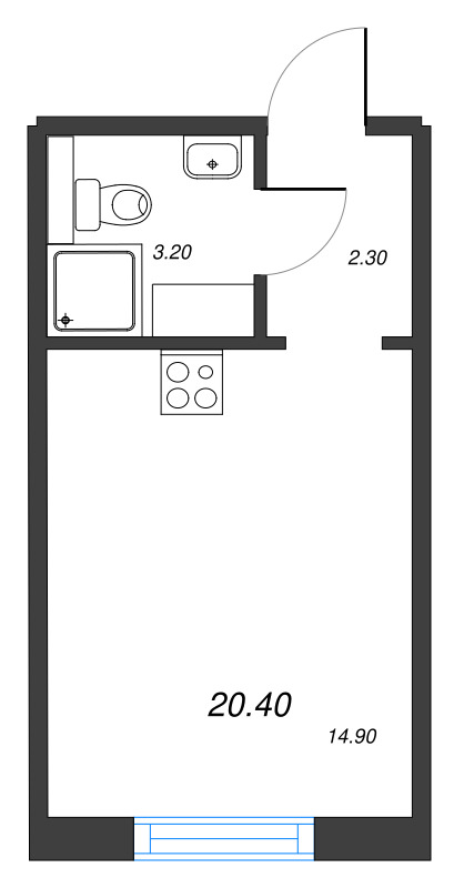 Студия 20,4 м²