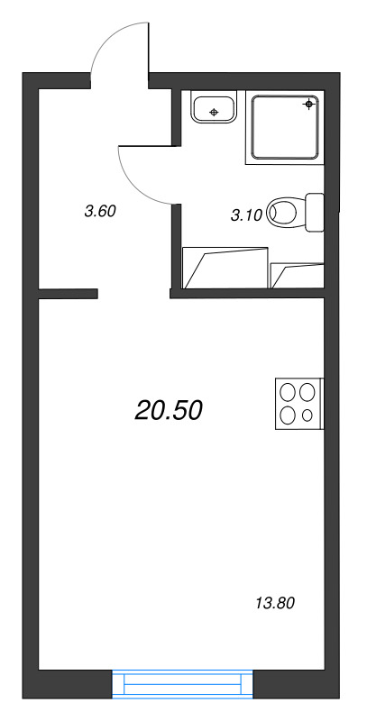 Студия 20,5 м²