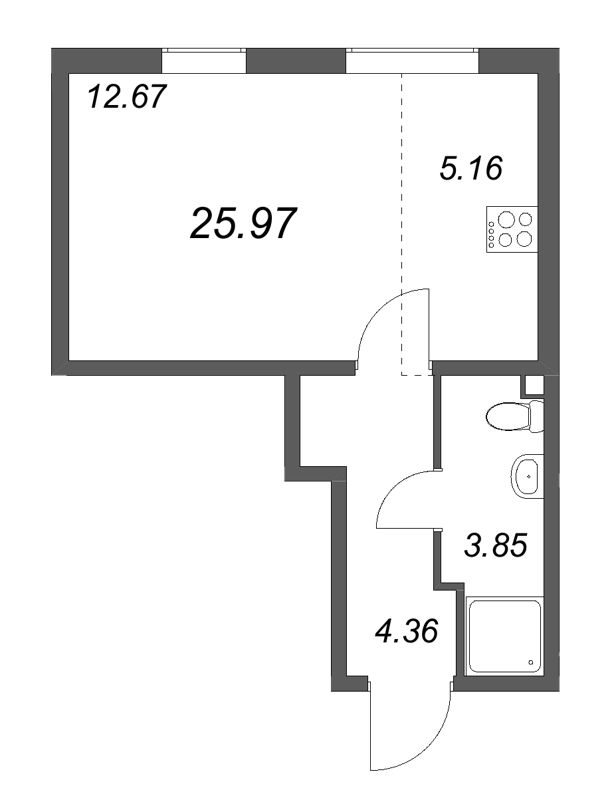 Студия 26 м²