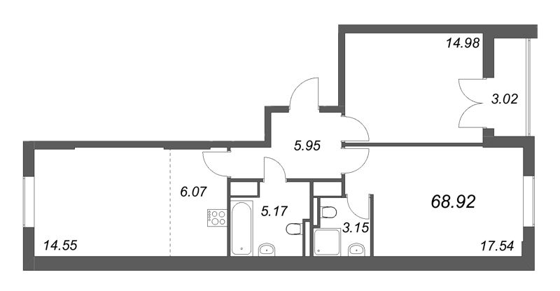 3 ккв (Евро) 68,9 м²