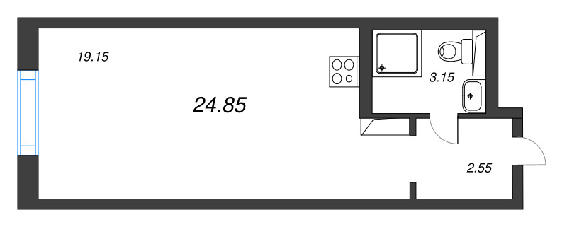 Студия 24,9 м²