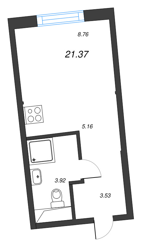 Студия 21,4 м²