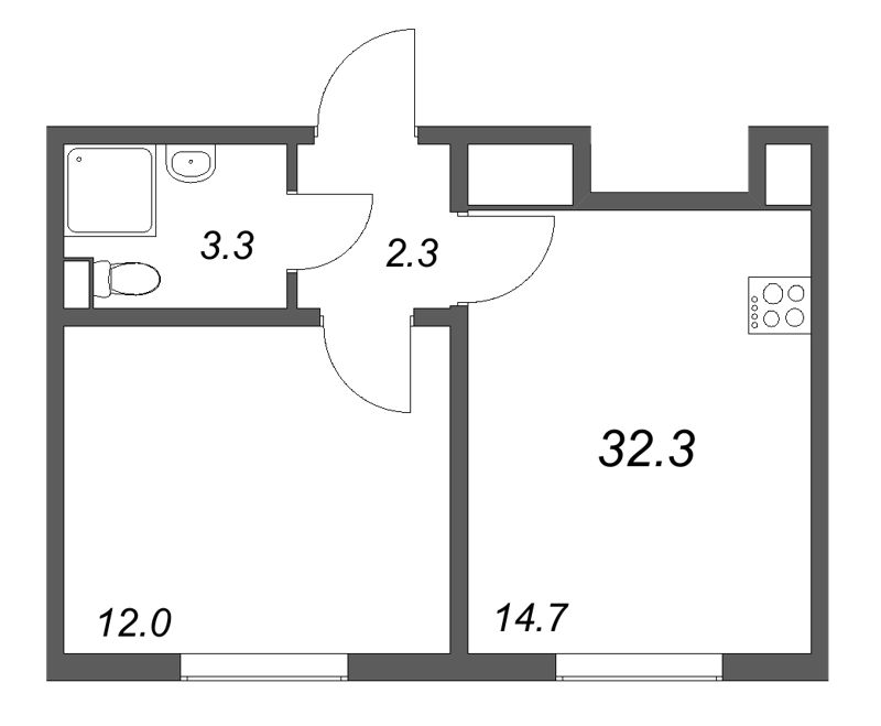 1 ккв 32,2 м²