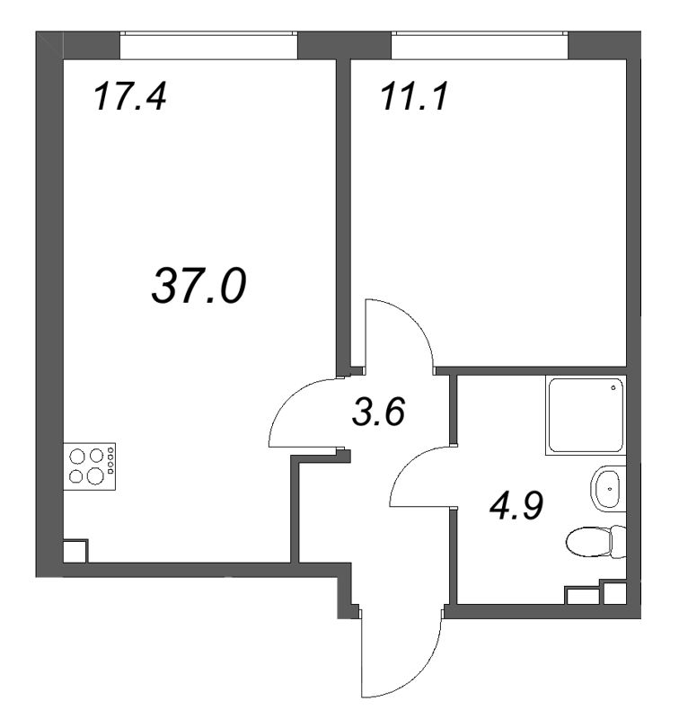 2 ккв (Евро) 37 м²